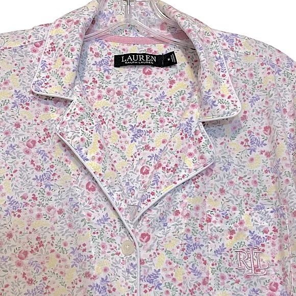 Lauren Ralph Lauren Classic Cotton Blend Soft Pajama Sleepwear Top Short Sleeve - Picture 4 of 11